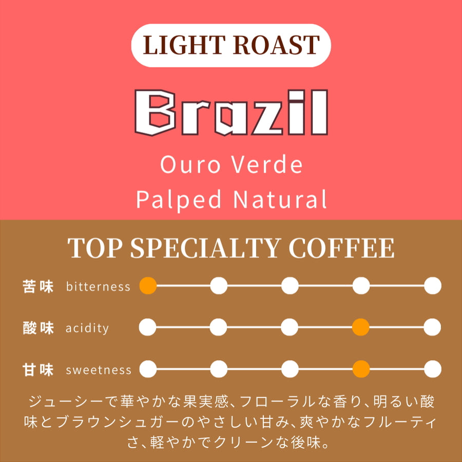 【浅煎り】 ブラジル オーロ・ヴェルデ農園 カトゥアイ パルプドナチュラル