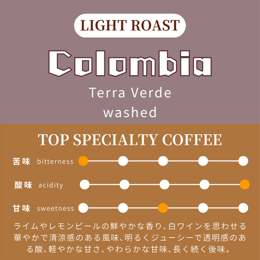 【浅煎り】 コロンビア ゲイシャ テラ・ヴェルデ生産組合 ウォッシュド