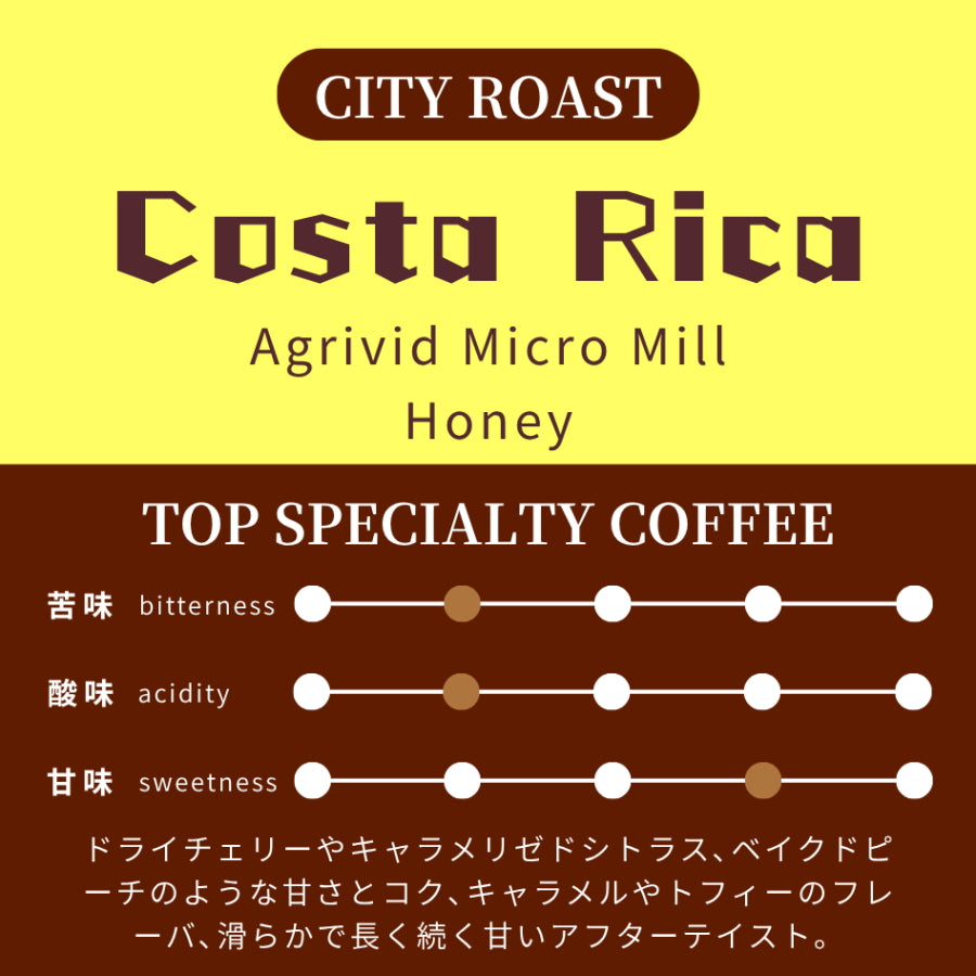 【中深煎り】 コスタリカ オレンジティピカ アグリビッド・マイクロミル ハニー