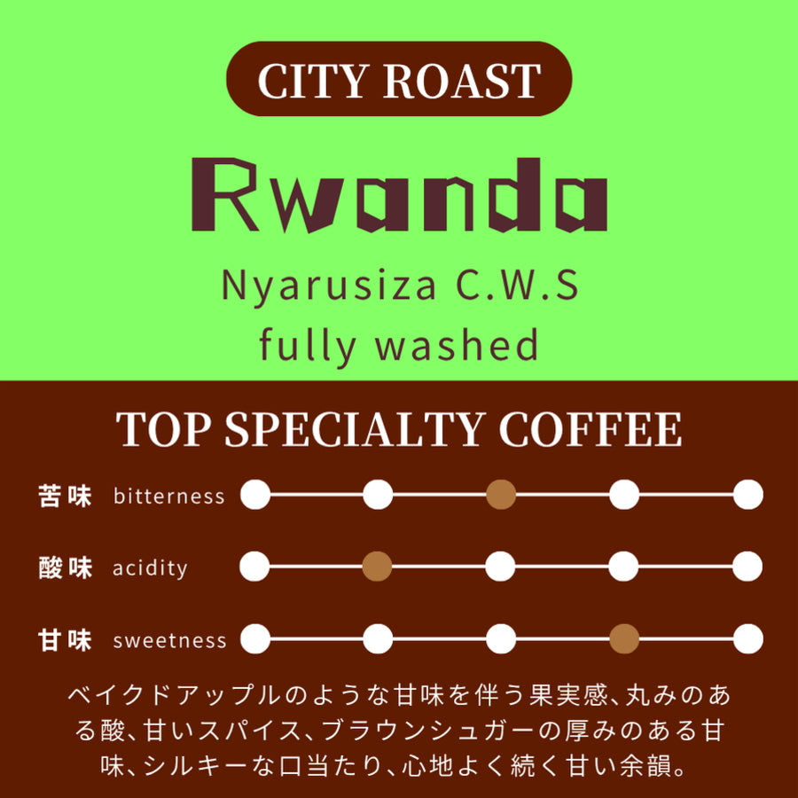 【希少豆】【ピーベリー】【中深煎り】 ルワンダ ブルボン ニャルシザCWS バロ バフコーヒー フリーウォッシュド