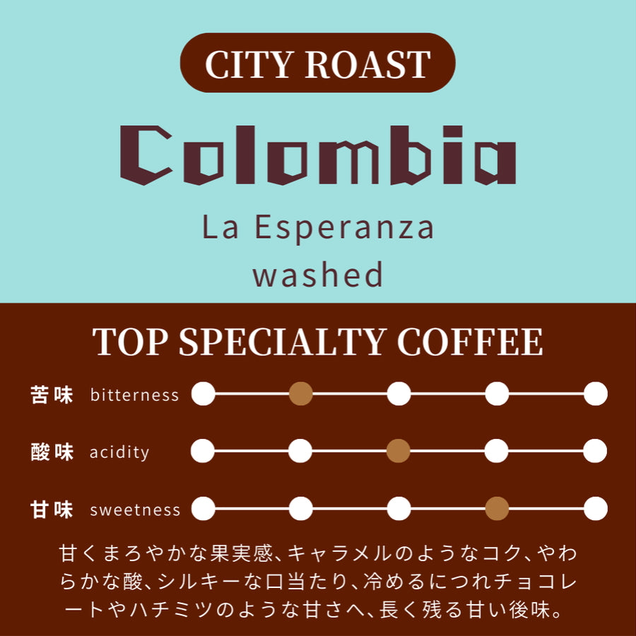 【中深煎り】 コロンビア　ラ・エスペランサ農園　ピンクブルボン　ウォッシュド
