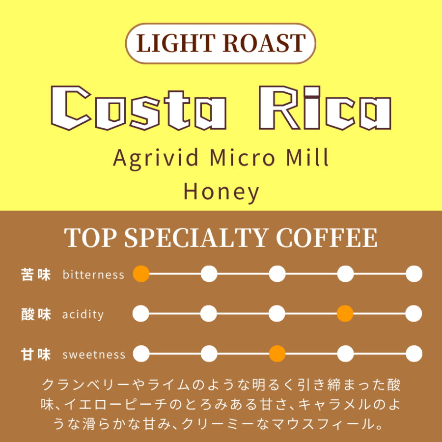 【浅煎り】 コスタリカ　オレンジティピカ　アグリビッド・マイクロミル　ハニー